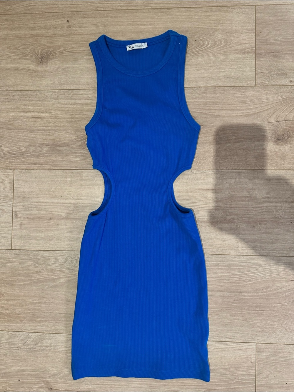 Zara Cobalt Blue Ribbed Cutout Mini Dress NWT